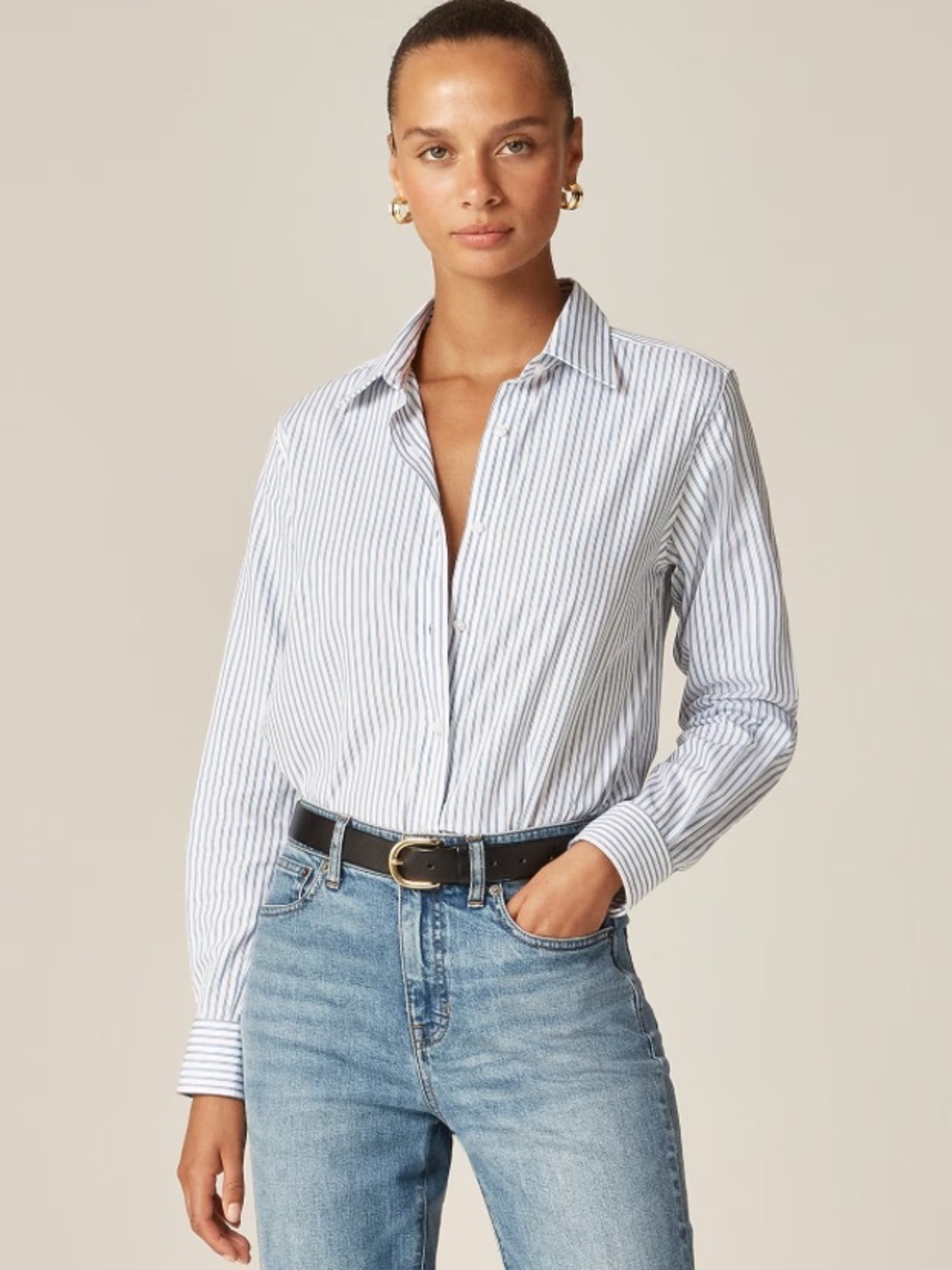 J crew tall Jules Classic-fit Shirt In Striped Cotton Poplin For Women